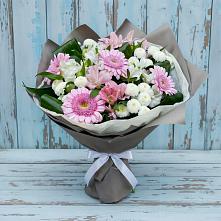 Букет цветов из:  Герберы, Альстромерии и Хризантемы в Нижнегорском