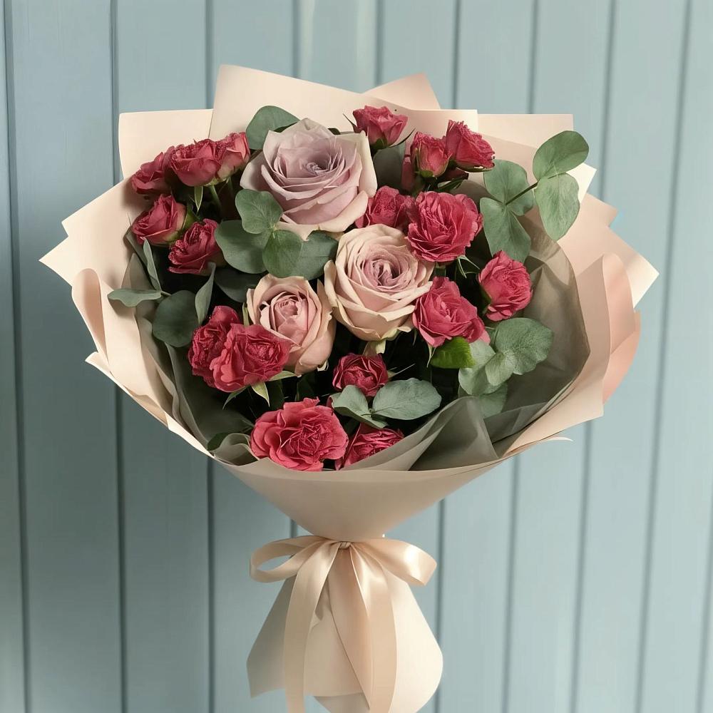 Букет цветов из: Гвоздики и Розы в Нижнегорском