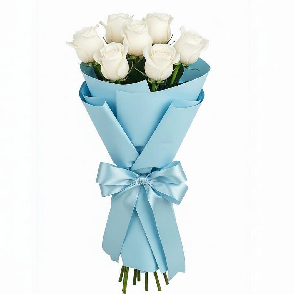 Букет 7 белых роз Проуд в Нижнегорском