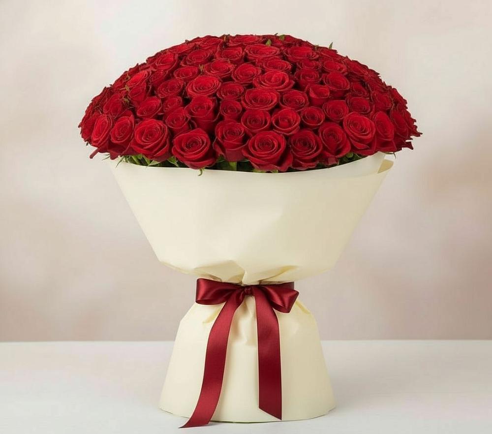 Букет 101 Красная роза Милано в Нижнегорском