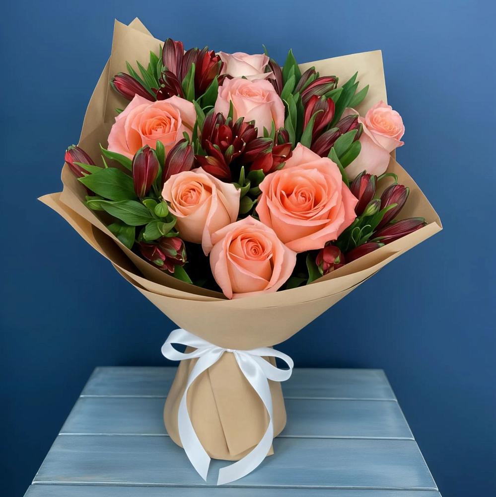 Букет цветов из: Розы и Альстромерии в Нижнегорском