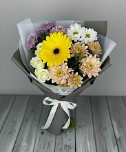 Букет цветов из:  Розы, Герберы и Хризантемы #REPLACE_PRED# Нижнегорском
