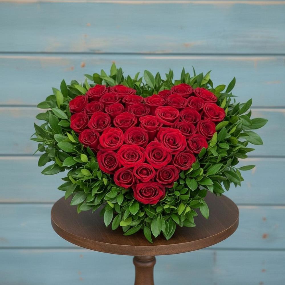 Цветочная композиция из Розы в виде сердца в Нижнегорском