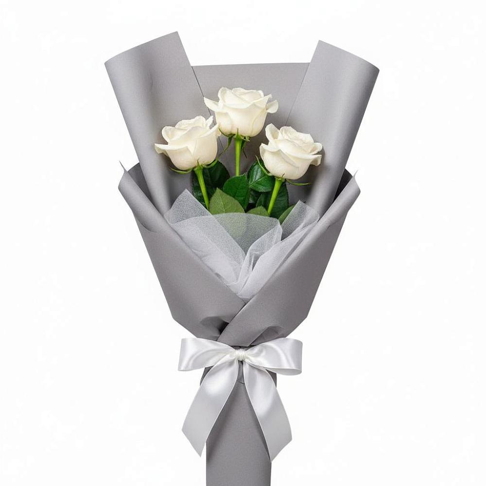 Букет 3 белые розы в Нижнегорском