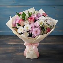 Букет цветов из:  Хризантемы, Альстромерии и Розы в Нижнегорском