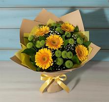 Букет цветов из:  Герберы и Хризантемы в Нижнегорском