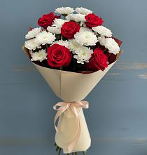 Букет цветов из:  Розы и Хризантемы в Нижнегорском