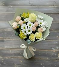 Букет цветов из:  Альстромерии, Розы и Хризантемы в Нижнегорском