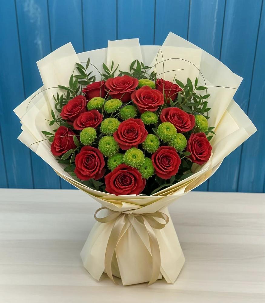 Букет цветов из: Розы и Хризантемы в Нижнегорском